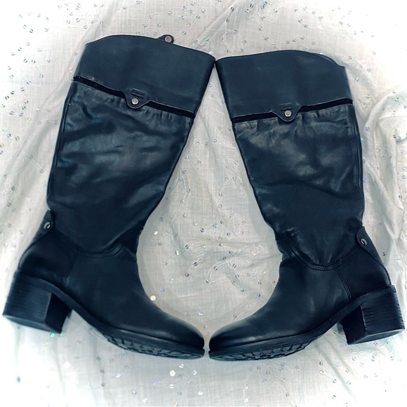 Geox Black Genuine Leather Knee-High Riding Style Boots- Size 38EU - 8 US - Picture 2 of 8